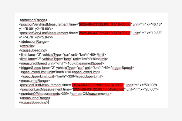 Teilausschnitt XML-Daten, Poliscan FM1